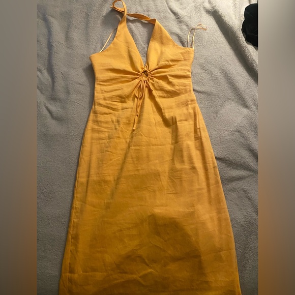 Zara orange linen halter dress - Picture 4 of 6